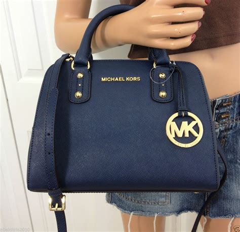 michael kors purse dark blue|michael kors navy shoulder purse.